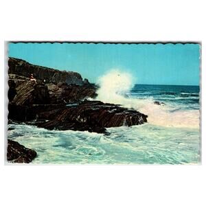 Bald Head Cliff Maine The Surf Vintage Postcard 1972 Ocean Waves Chrome